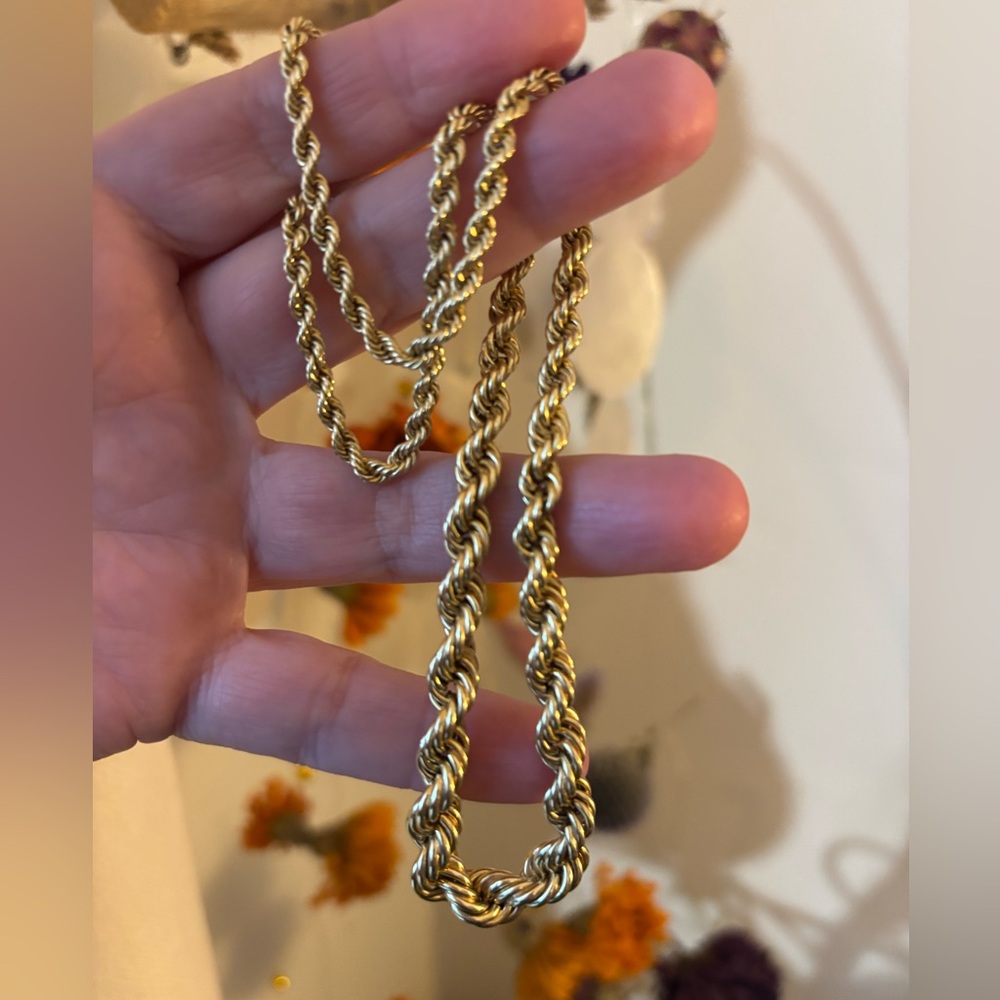 14K Yellow Gold Graduated Rope Chain 18" - Vintage Mint Quality